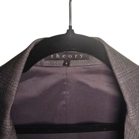 Theory Wool Single Button Gray Blazer Size 4 - Picture 2 of 7